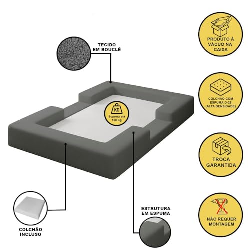 Cama Montessoriana Berço Infantil 100% Espuma Balaqui Decor Cor:grafite