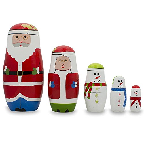6" Set of 5 Unpainted Blank Wooden Nesting Dolls