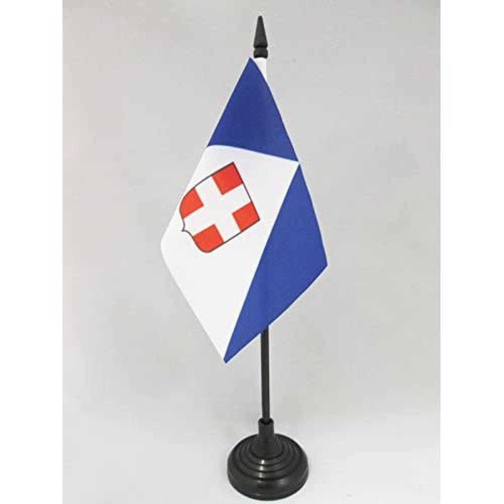 AZ FLAG - Haute-Savoie Table Flag 4'' x 6'' - French department Office Mini Banner 100% Polyester 15 x 10 cm - Mini Desk Flag with 10'' Pole and Black Plastic Base