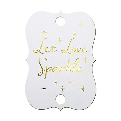 Summer-Ray 50 Pure White Gold Foil Hot Stamping Little Violin Wedding Sparkler Tags Let Love Sparkle