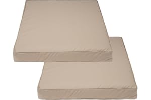 Covers & All Square Outdoor Cushion Covers for Patio Furniture Sets, Water, Tear & UV Resistant Polyester Cushion Slipcover with Zippers (Pack of 2) (32" L x 32" W x 4" Thick, Beige)