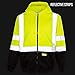 New York Hi-Viz Workwear H9012 Men's ANSI Class 3 High Visibility Class 3 Sweatshirt, Full Zip Hooded, Lightweight, Black Bottom Large