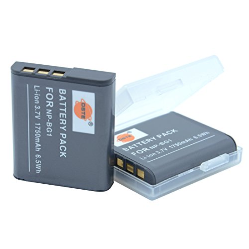 DSTE 2x NP-BG1 Replacement Li-ion Battery for Sony DSC-H50 H55 H70 H90 HX20V HX30V N1 N2 T20 T100 W120 W130 Camera as NP-FG1