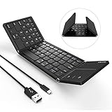 Foldable Bluetooth Keyboard, Jelly Comb B003B Dual Mode USB Wired & Bluetooth Keyboard with Touchpad Rechargeable for Windows Android Tablet Smartphone Surface and More-Updated (Black)