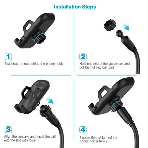 Car Cup Holder Phone Mount, Adjustable Gooseneck Cupholder Cell Phone Cradle with 360° Rotatable Holder for iPhone XR Xs XS Max X 8 7 7 Plus 6s/ Samsung Galaxy S10 S9 S8 S7/ Note 9 8, Huawei, GPS etc - Thumbnail 5