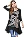 Allegra K Ladies Long Sleeve Skull T Shirts Casual Loose High Low Tops L Black