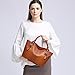 S-ZONE Women's Vintage Genuine Leather Shoulder Bag Handbag Crossbody Bag Ladies Purse Large Capacity