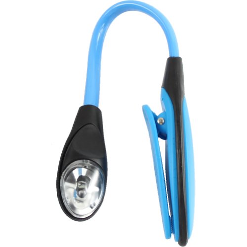 Estone Mini Flexible Clip-on Bright Booklight LED Travel Book Reading Lamp White Light Blue
