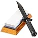 SUNER POWER Professional Dual 1000/6000 Japanese Grit Whetstone-Knife Sharpening Stone Kit Included Non-Slip Bamboo Base & Angle Guide-Perfe, large, White-Blue