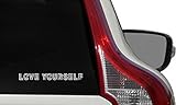 BTS Text Love Yourself Version 1 Car Die Cut Vinyl Decal Bumper Sticker for Car Truck Auto Windshield Wall Window Ipad Tablet Macbook Laptop Computer Home Custom and More (White)