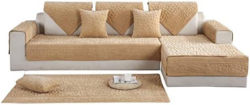 Anti-slip Sectional sofa covers for l shape Pet protective covers Multi-size Furniture pet protection Solid color Sofa slipcover For sofa,Loveseat,Recliner,Chair-Camel 43x94inch(110x240cm)