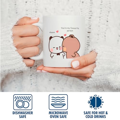 Jonuin Tazza Bubu Dudu da 330 ml, Tazza in Ceramica Bubu Dudu Love per tè e Caffè, Graziosa Tazza in Ceramica, Tazza Classica, Miglior Regalo, Tazza da Caffè Divertente (Rosa+Nero