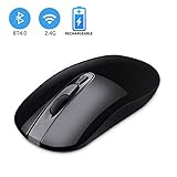 Wireless Bluetooth Mouse,Cimetech Rechargeable 4.0/2.4G Cordless Mouse Dual Mode Slim Ergonomic Mouse for Laptop, PC, Windows Mac Android OS Tablet (Dual-Mode Black)