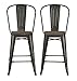 DHP Luxor Metal Counter Stool with Wood Seat and Backrest, 24