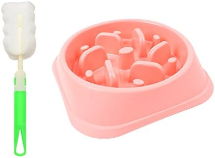 Johomoon Pet Slow Feeder Bowl, Interactive Fun Feeder Slow Feed Anti Bloat Puzzle Maze Jungle Bowl (Pink)