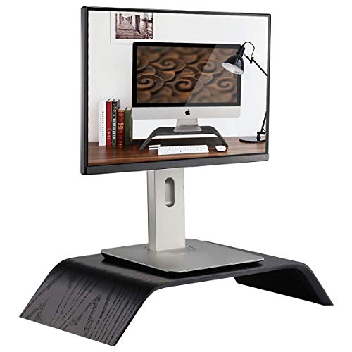 Halnziye Wooden Monitor Stand, Universal Natural Wood Computer Monitors Riser Stands Dock Holders Display Bracket for iMac, Office PC Notebook Laptop, Desktop, Flower Pot Rack (Oak Black)