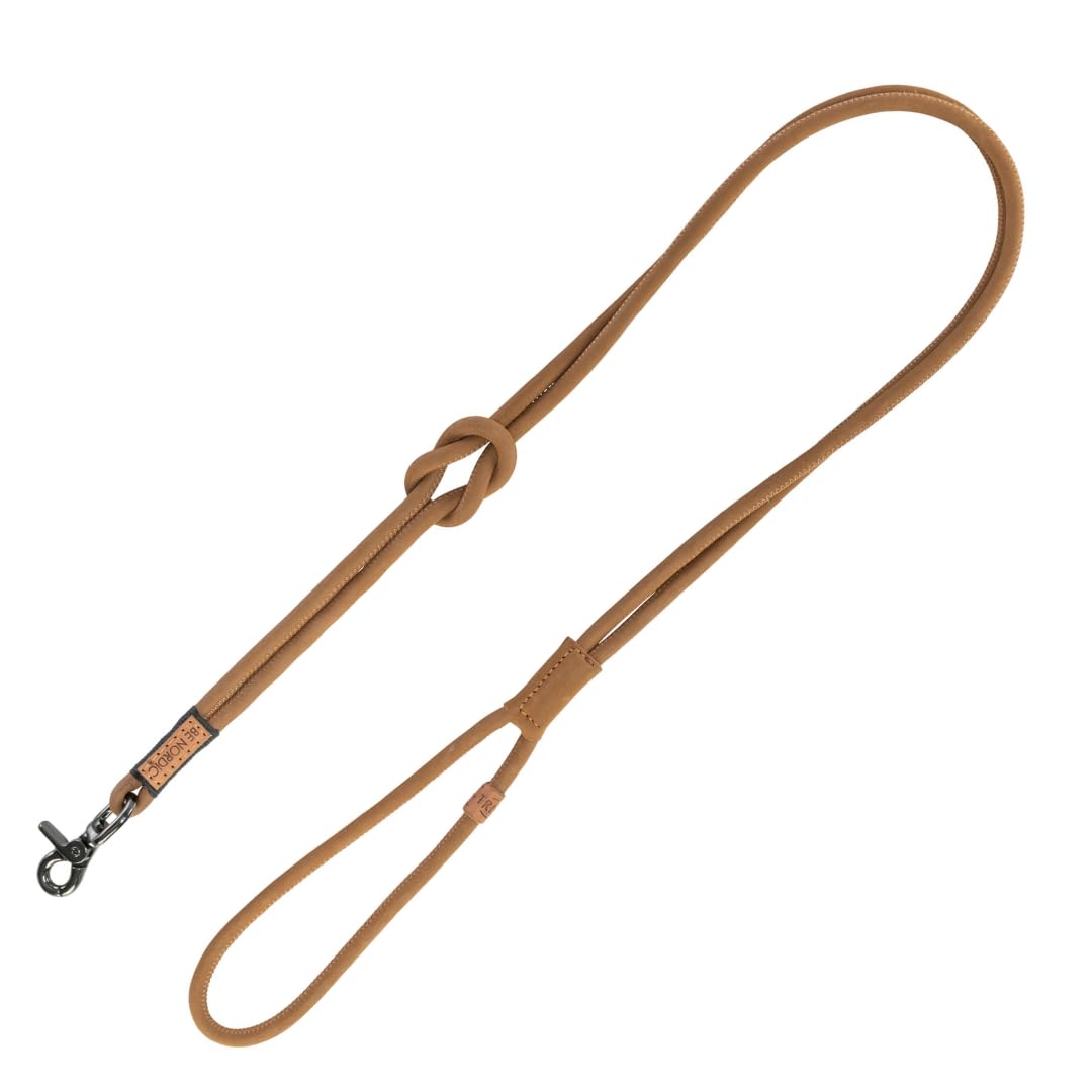 TRIXIE BE Nordic Leather Dog Lead XS-L, 1.20 m Diameter 8 mm in Brown - Leather Lead for Dogs with Nordic Charm - for Very Small to Large Dogs - 17461