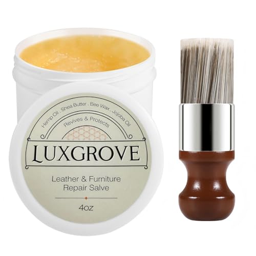 LUXGROVE® Leather & Furniture Repair Salve- Polisher, Leather Cleaner & Conditioner to Soften, Protect & Restore Leathercraft, Leathers Soap for Car Seat, Couch, Shoe, Purse, Boot & Saddles - 4oz