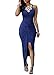 Cfanny Women's Knotted Front Slit Cocktail Dress,Blue,Small