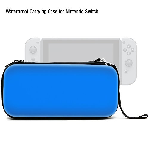 ADVcer Nintendo Switch Case, EVA Waterproof Hard Shield Protective Travel Carrying Case with Double Zipper and Hand Wrist Strap for Switch Console with Joy-Con Controller and Game Card (Blue)
