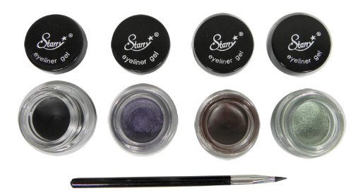4 starry Long lasting waterproof Eye liner Gel Black asphalt, brown, violet and iguana Green (609728466800)