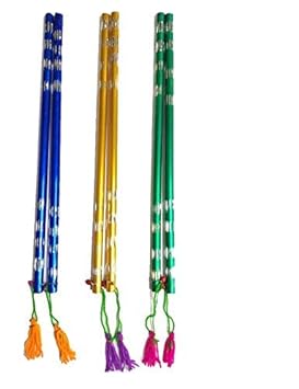 MHE Meenakshi Handicrafts Emporium Aluminium Half Cut Dandiya Sticks , 14.4-inch (Pack of 3 Pairs)