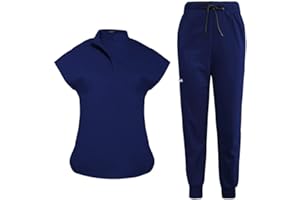 niaahinn Scrubs Set for Women Nurse Uniform Jogger Suit Stretch Top & Pants with Multi Pocket for Nurse Esthetician Workwear