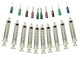 Creative Hobbies Glue Applicator Syringe for Flatback Rhinestones & Hobby Crafts, 5 Ml with Assorted Gauges of Precision Tips - Value Pack of 10