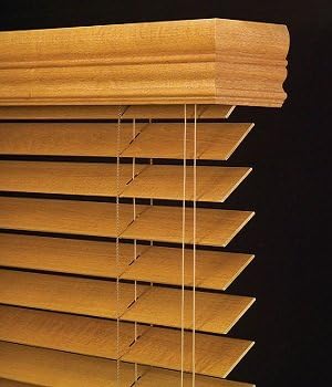 Made-to-Order 2 1/2 Inch Real Wood Horizontal Blinds, 100% American Basswood, Furniture Quality, 36W x 96H, Nutmeg