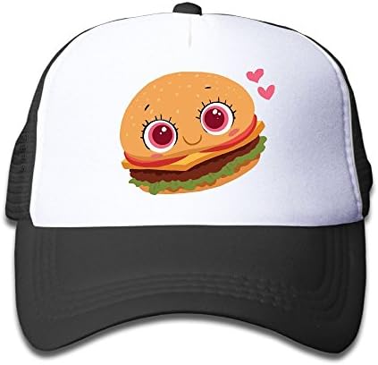 Joijiouio Cute Burger Cartoon Children's Sun Protection UnisexAdjustable Mesh Back Cap Black