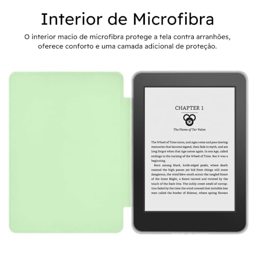 Capa Para Kindle 11ª Geração 2024 e 2022 (C2V2L3 e RS23CV) - Sistema de Hibernação - Fechamento Magnético - Traseira Transparente (Verde Água)