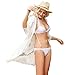 DQdq Women's Lace Cardigan Cover Ups Beachwear Cotton White XL to XXL