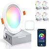 Peteme Smart Led Recessed Lighting Ultra-Thin 4 Inch-4 Pack Ceiling Lights WiFi Controllable Downlight RGBCW 10W, Cool…
