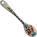 Polish Pottery Ceramika Boleslawiec, 1022/238, Spoon Medium, 1 1/4 by 6 1/8 Inches Long, Royal Blue Patterns with Red Cornflower and Blue Butterflies Motif