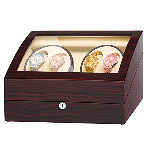 JQUEEN 4 Automatic Watch Winder with 6 Storage Case