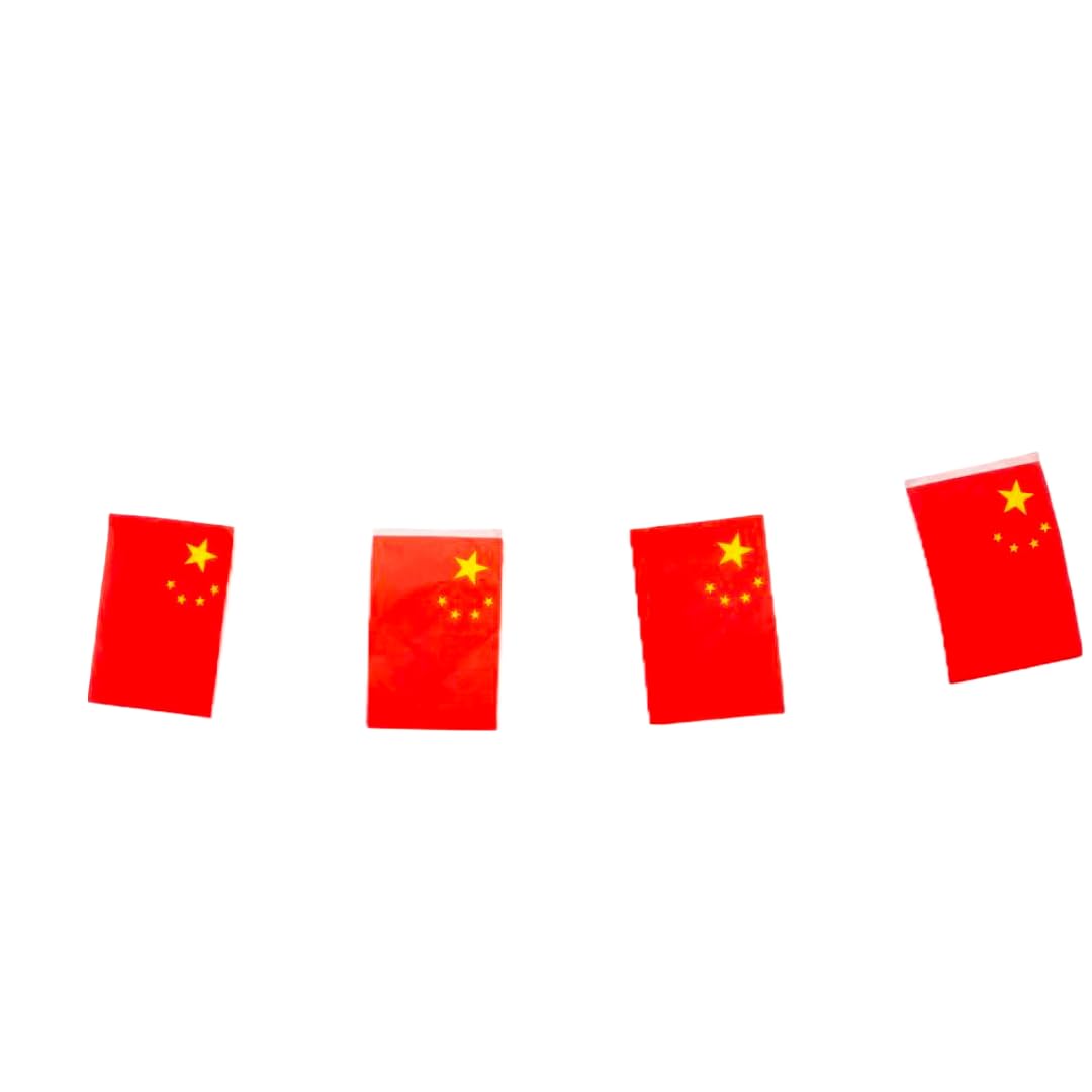 Pandiui23 China Flag Set, 40 Flags, 14 x 21 cm, Red, Patriotic, Waterproof, Foldable, National Day, Independence Day, Garden, Room