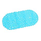 ilovebaby Safety Non Slip Tub Shower Bath Mat, Sandy Stone Design, Mildew Mold Resistant Bathmat(Blue)
