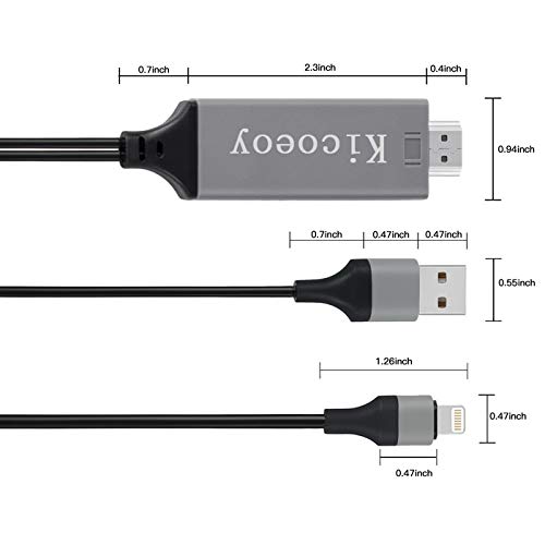 Kicoeoy HDMI Adapter Cable, 6.6ft Digital AV Adapter 1080P HDTV Cord Compatible with Phone X 8 7 6 Plus Pad Pod Phone to HDMI Cable, Plug and Play for TV Projector Monitor
