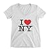 I Love NY New York Womens V-Neck T-Shirt Spandex Heart White XL