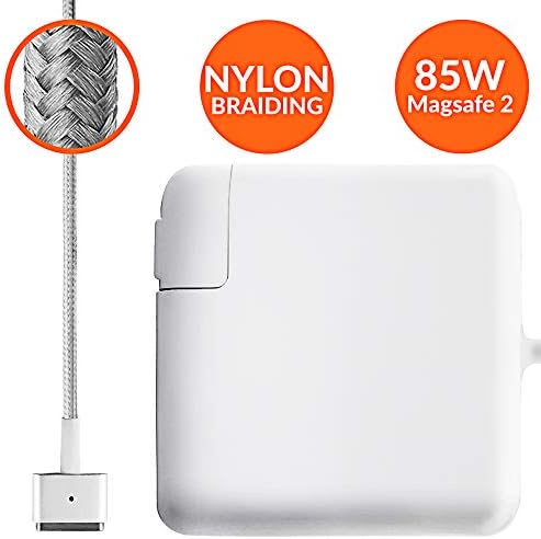 PlugMag Tangle-Free Nylon Cable Replacement Charger for Apple MacBook Pro Laptops with 85w Magsafe 2 Power Adapter