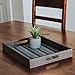 Jitsu Goods Fabric Lined Wooden Decorative Ottoman Tray | Kitchen Breakfast Serving with Cutout Wood Handles | Black & White Boho Pattern | Coffee Table Home Decor | Rustic Decorative Farmhouse Design
