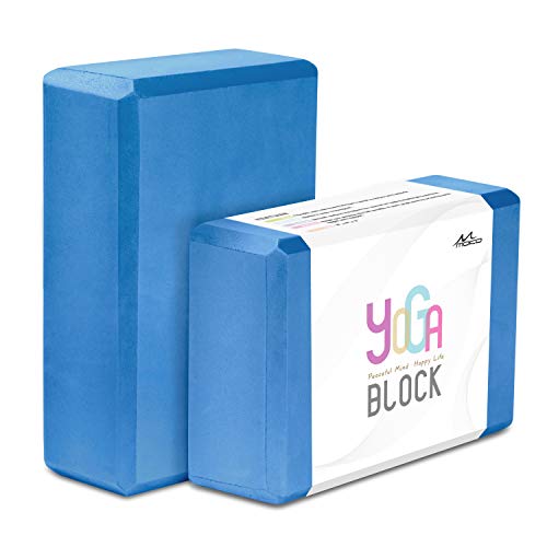 MoKo Yoga Blocks 2 Pack, 9″ x 6″ x 3″ High Density EVA Foam Yoga Exercise Bricks, Eco Friendly & Lightweight, Increase Flexibility & Balance, Great for Stretching & Holding Poses – Blue