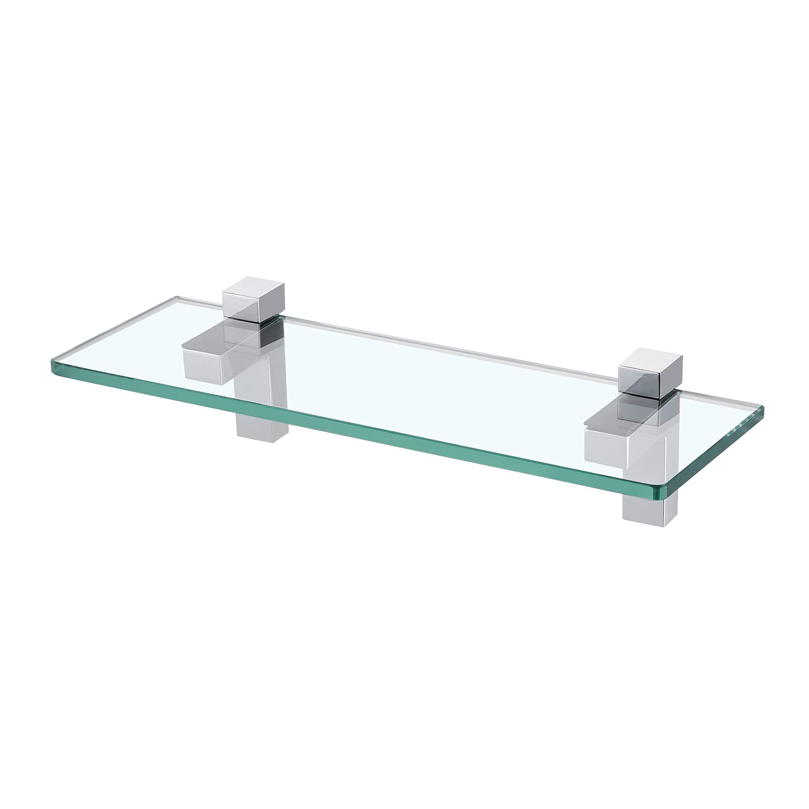 KES Bathroom Shelf Wall Mounted, Glass Bathroom Shelf 35 CM, 8MM Extra-Thick Tempered Glass with Polished Chrome Bracket, BGS3201S35
