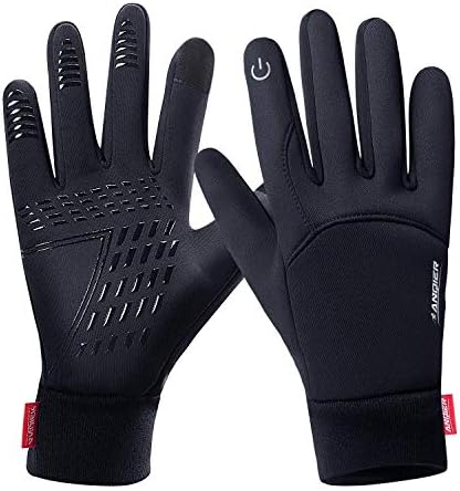FengNiao Winter Warm Gloves Men Women Touchscreen Windproof Outdoor Running Skiing Driving Thermal Gloves(Black)