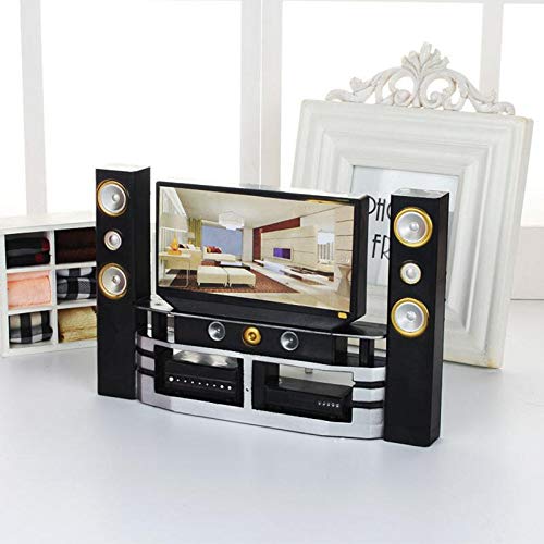 Kangkangk Mini HI-FI TV Speaker Home Theater Cabinet Set Combo Dollhouse Furniture Accessories for Kids Christmas Birthday Xmas Toy