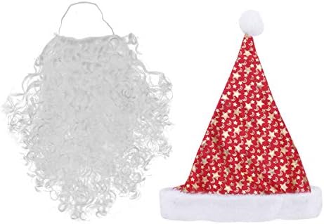 Lurrose 2 Pecas De Chapeu De Papai Noel E Barba De Festa De Natal Aderecos Fantasia De Cosplay De Papai Noel Chapeu De Natal Bigode Acessorio De Festa Para Desempenho De Festa