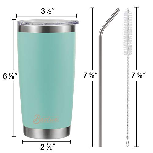 Bastwe 2 Pack 20oz Vacuum Insulated Tumblers with Lid and Straw, Double Wall Stainless Steel Travel Mug, Works Great for Ice Drink, Hot Beverage (Tiffany Blue) - Thumbnail 4