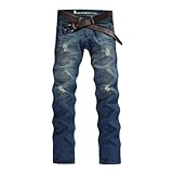 Zehui® Classic Men Stylish Designed Straight Slim Fit Trousers Casual Jeans Pants