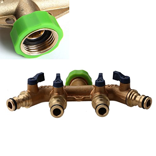 A-SZCXTOP Brass Fittings 4 Way Quick Connector Nipple Joint Garden Water Tap Hose Adapter With Water Control Valve(3/4 DN 20)