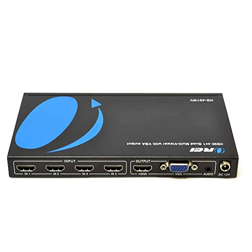 Quad Multi HDMI Viewer 4 in 1 Out by OREI HDMI Switcher 4 Ports